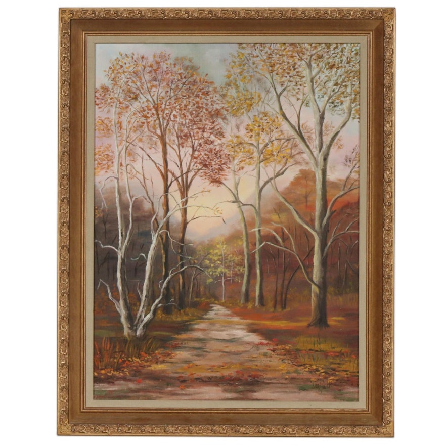 Mildred Halk Oil Painting "Autumn's Hollow", Early to Mid 20th Century