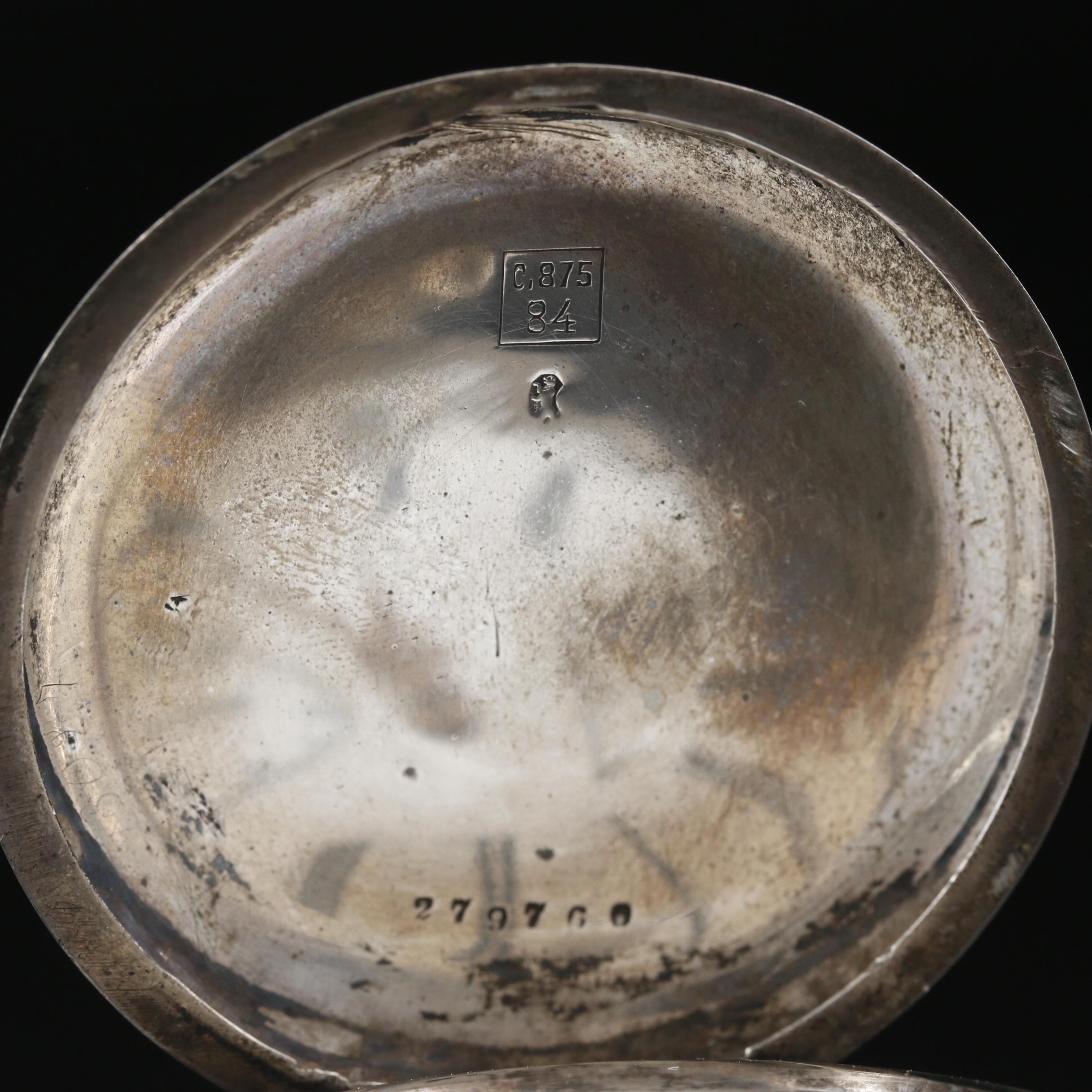 Antique Tavannes 875 Silver Hunter Case Pocket Watch