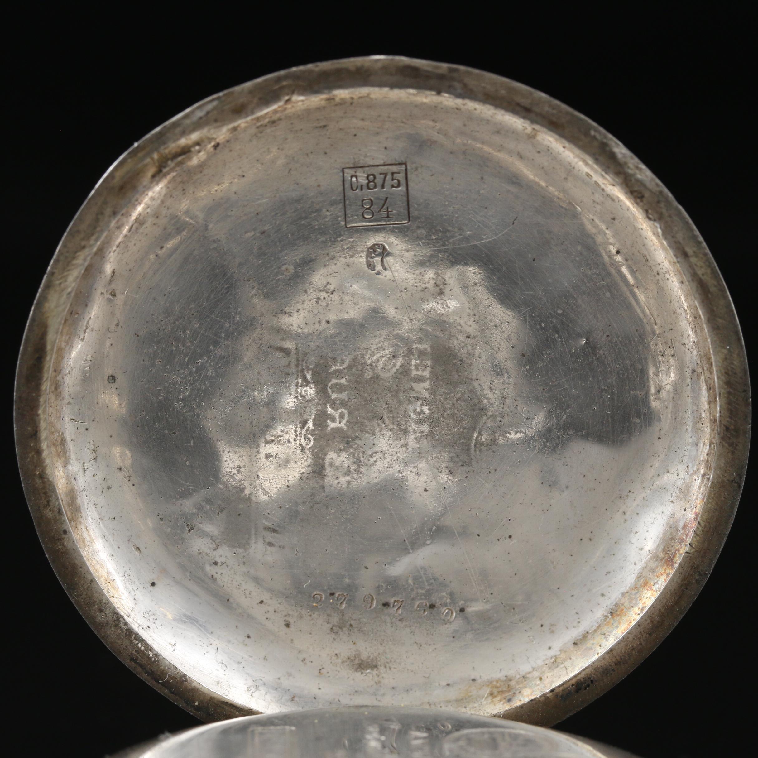 Antique Tavannes 875 Silver Hunter Case Pocket Watch