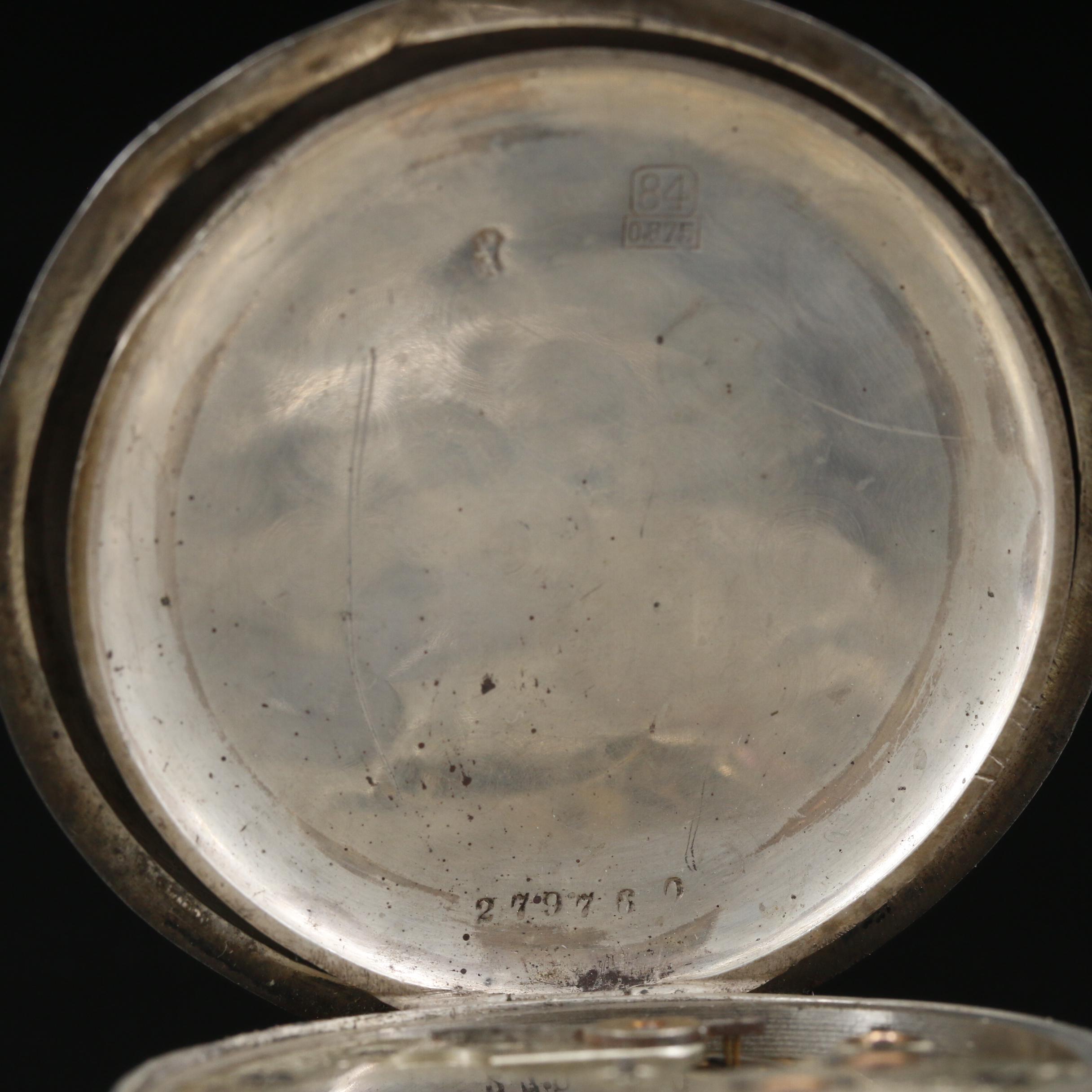 Antique Tavannes 875 Silver Hunter Case Pocket Watch