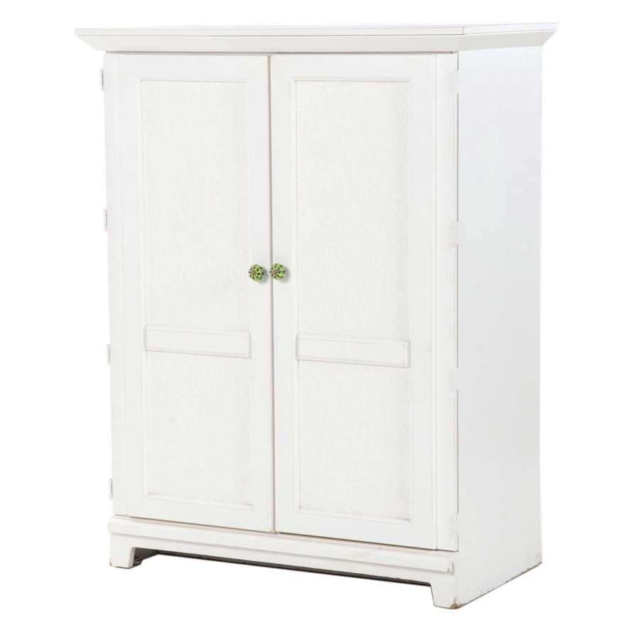 Contemporary Painted White Storage Cabinet