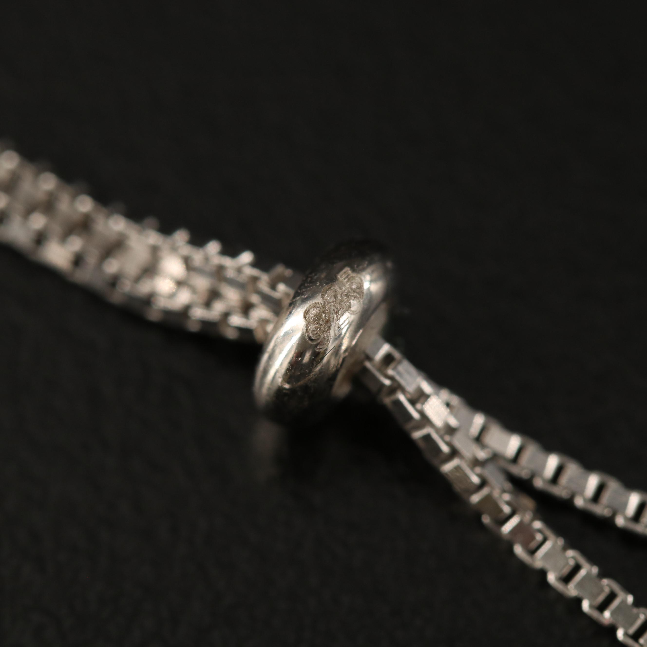 Sterling Sapphire and Cubic Zirconia Halo Bolo Bracelet