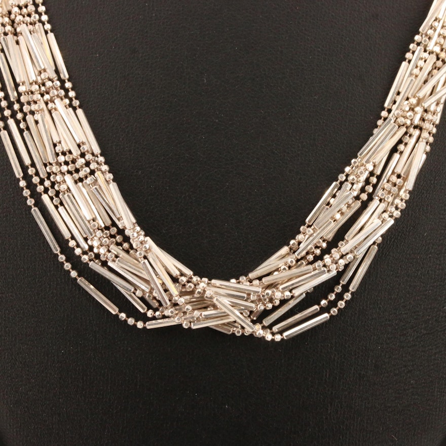 Milor Sterling Silver Multi-Strand Link Necklace