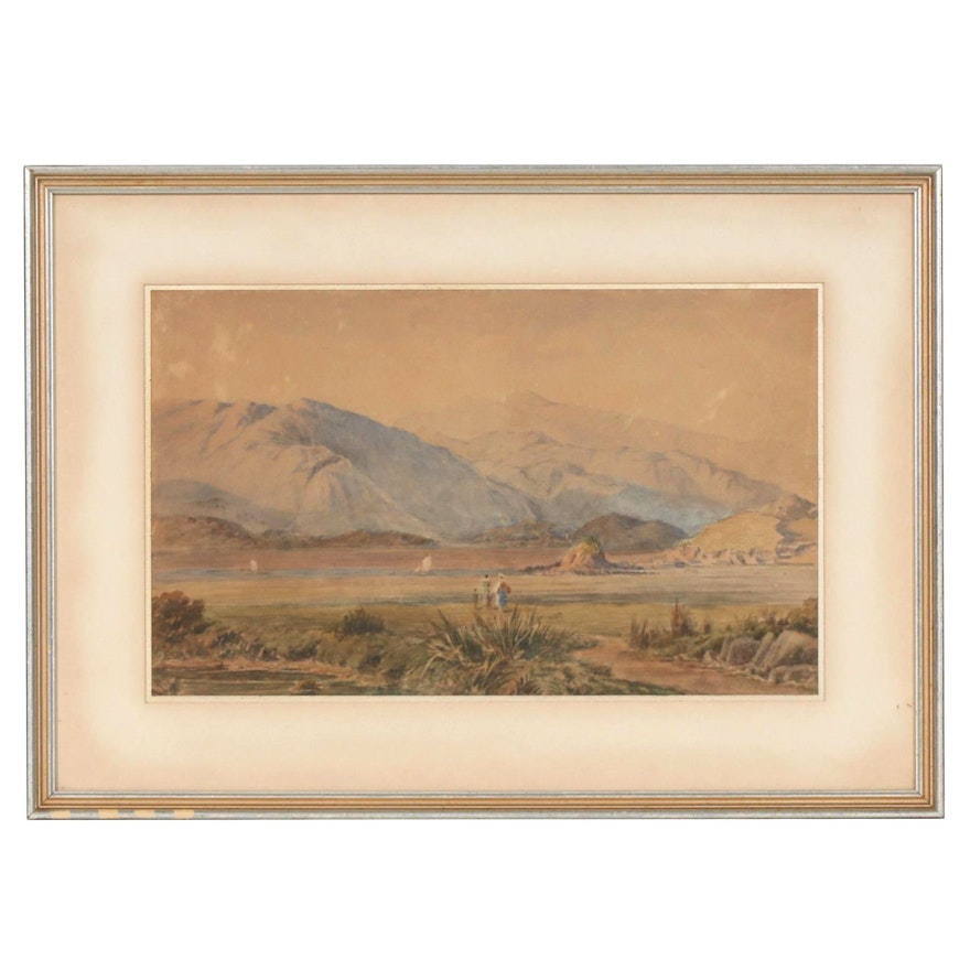 George Westmacott Mountain Landscape Watercolor Painting, Early 20th Century