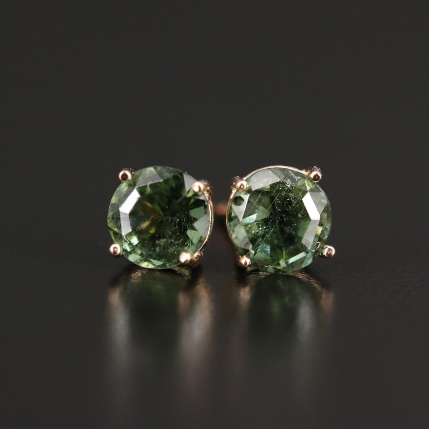 14K Rose Gold Diopside Stud Earrings