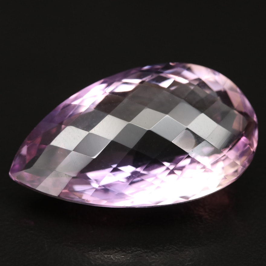 Loose Checkerboard Pear Faceted 31.83 CT Amethyst