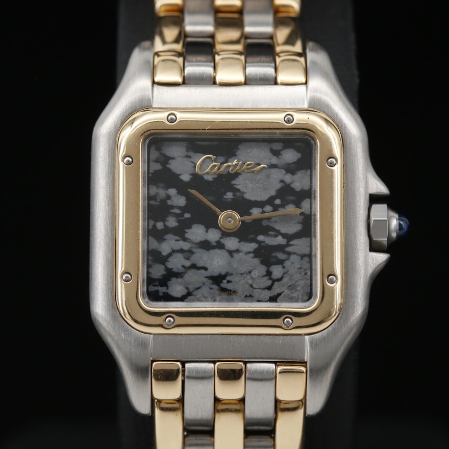 Cartier Panthere Obsidian Dial 18K and Stainless Steel Quartz Wristwatch