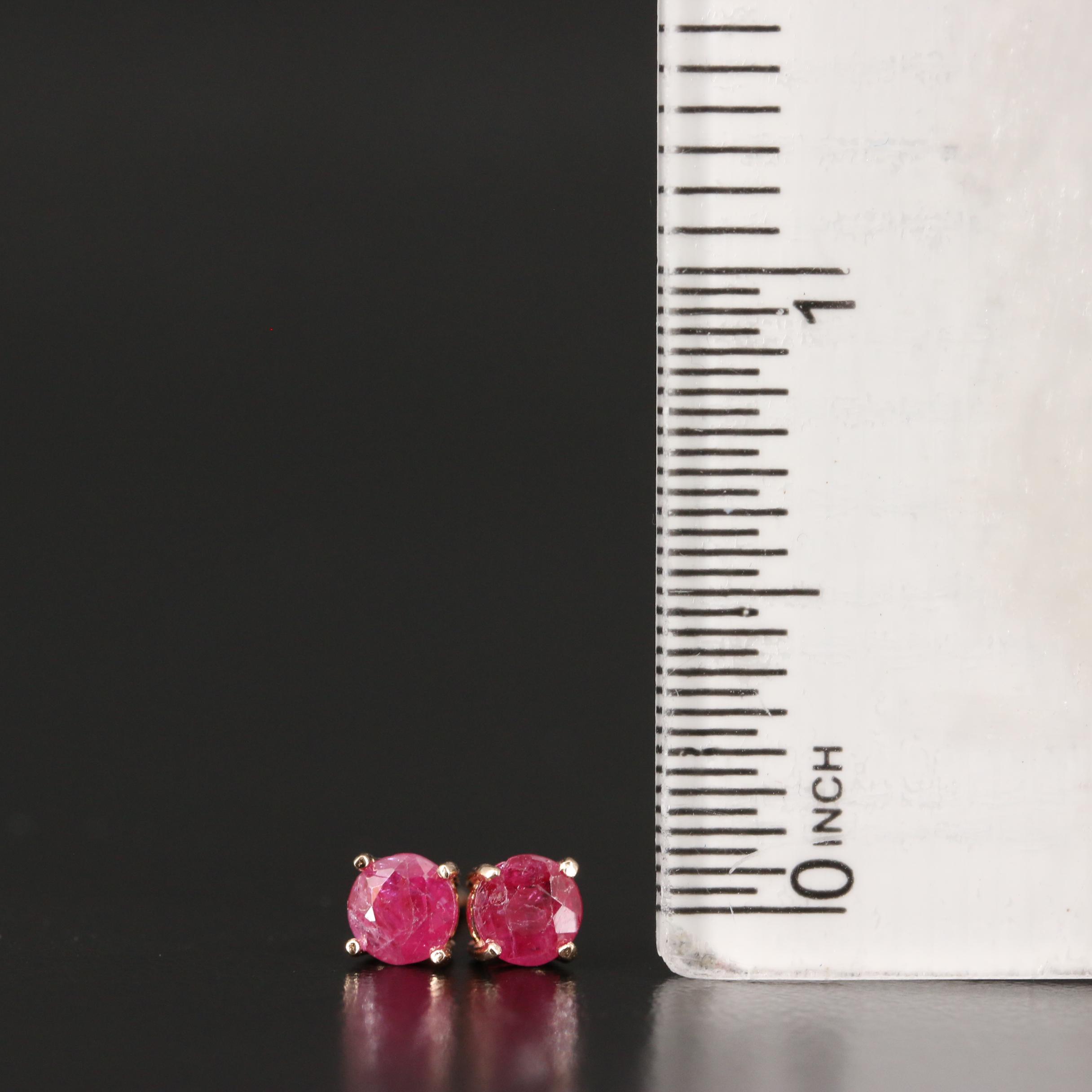 14K Rose Gold Ruby Stud Earrings