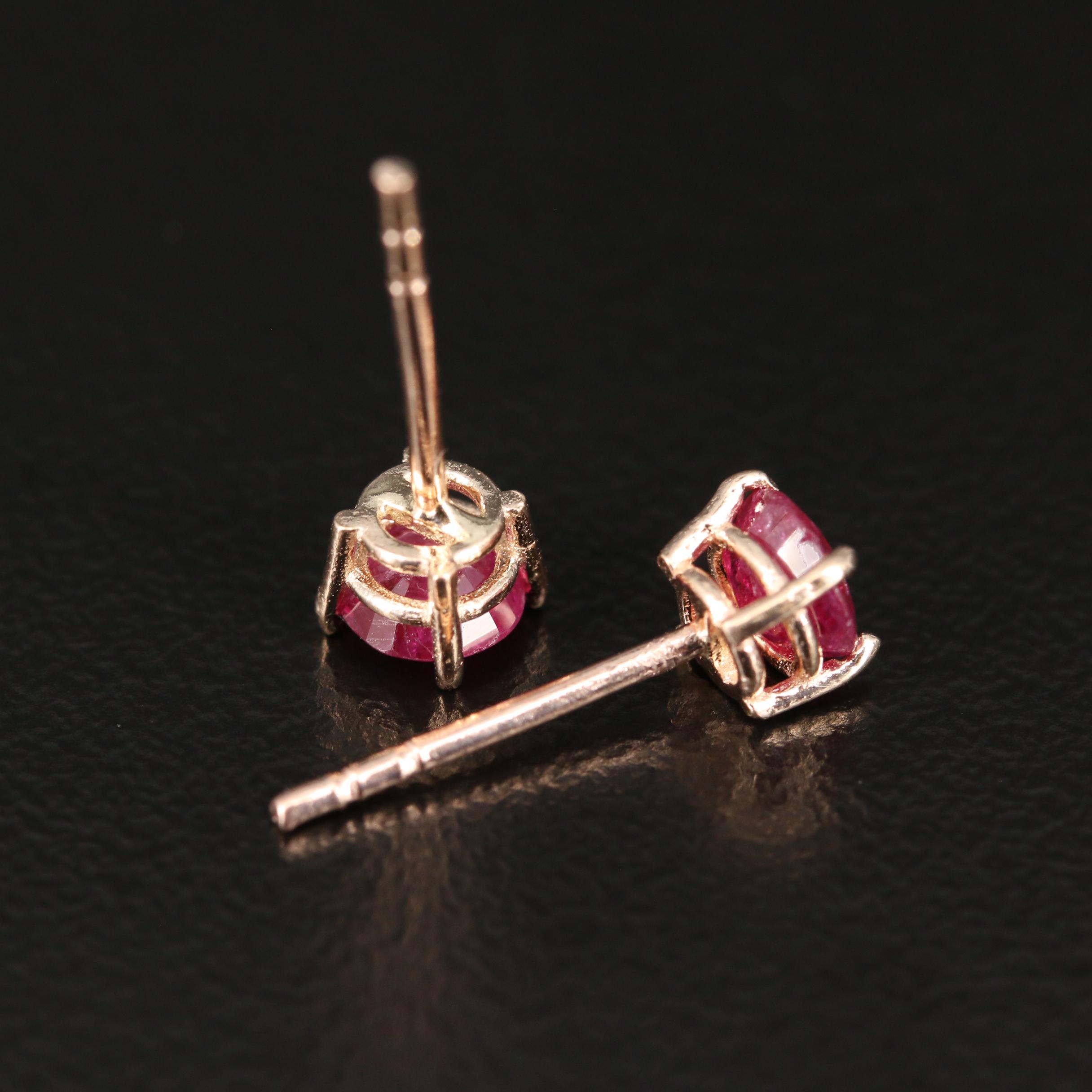 14K Rose Gold Ruby Stud Earrings