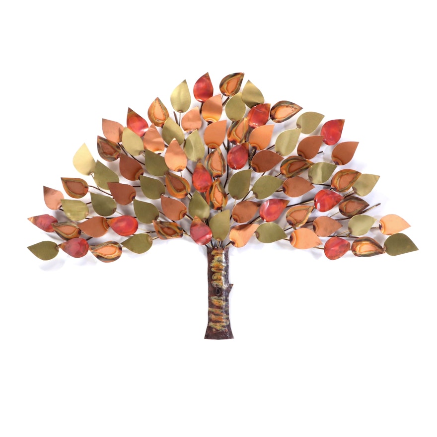 Copper and Brass Tree of Life Wall Sculpture