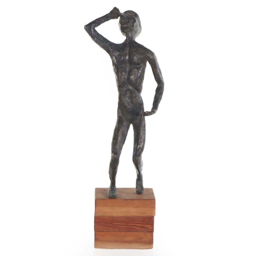 Brutalist Style Figural Bronze Cast, 20th Century