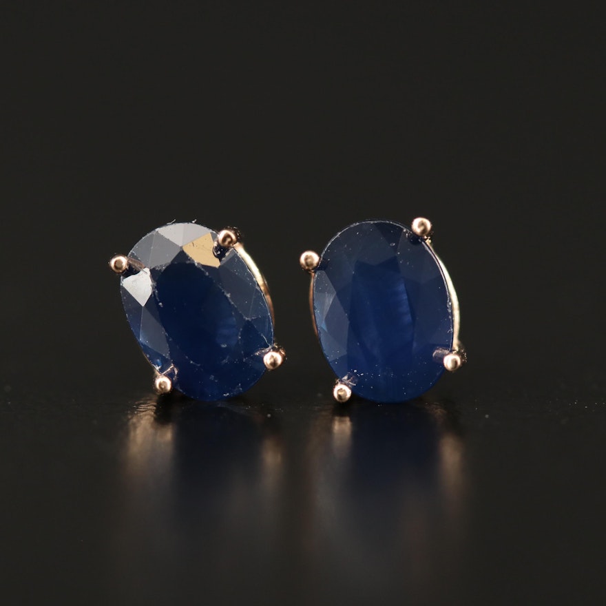 14K Sapphire Oval Stud Earrings