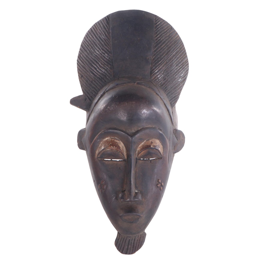 Baule Style Carved Wood Mask, Côte d'Ivoire