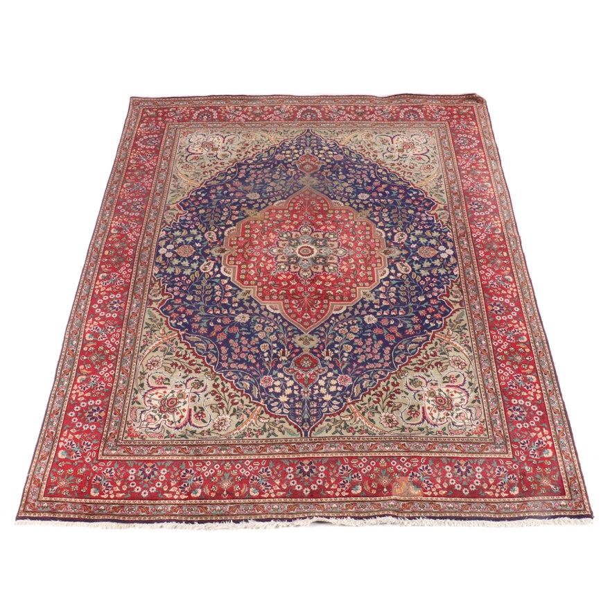9'10 x 13'1 Hand-Knotted Persian Kashan Wool Rug
