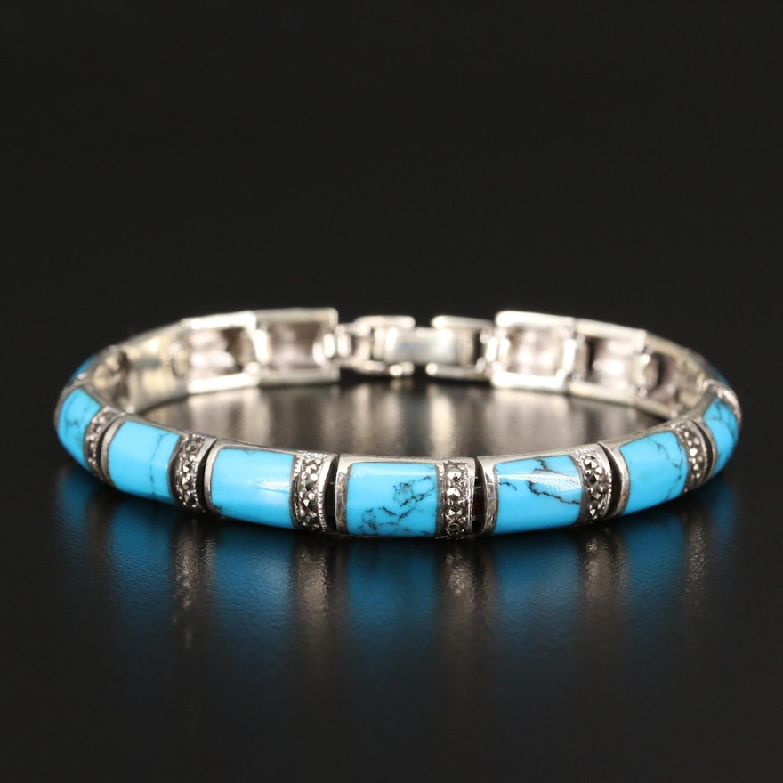 Sterling Silver Turquoise Link Bracelet