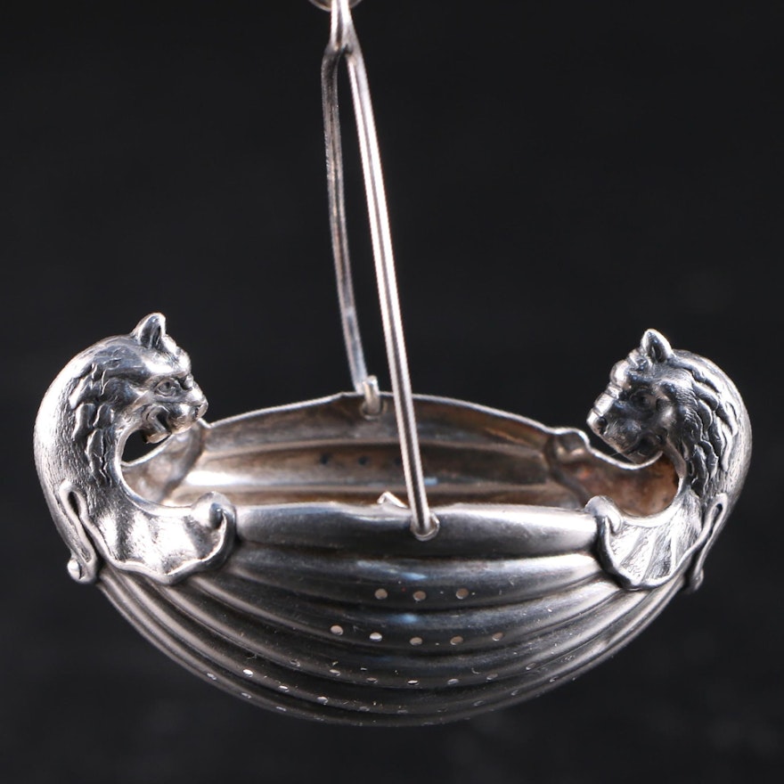 Gorham Sterling Silver Boat Form Tea Strainer, Late 19th Century