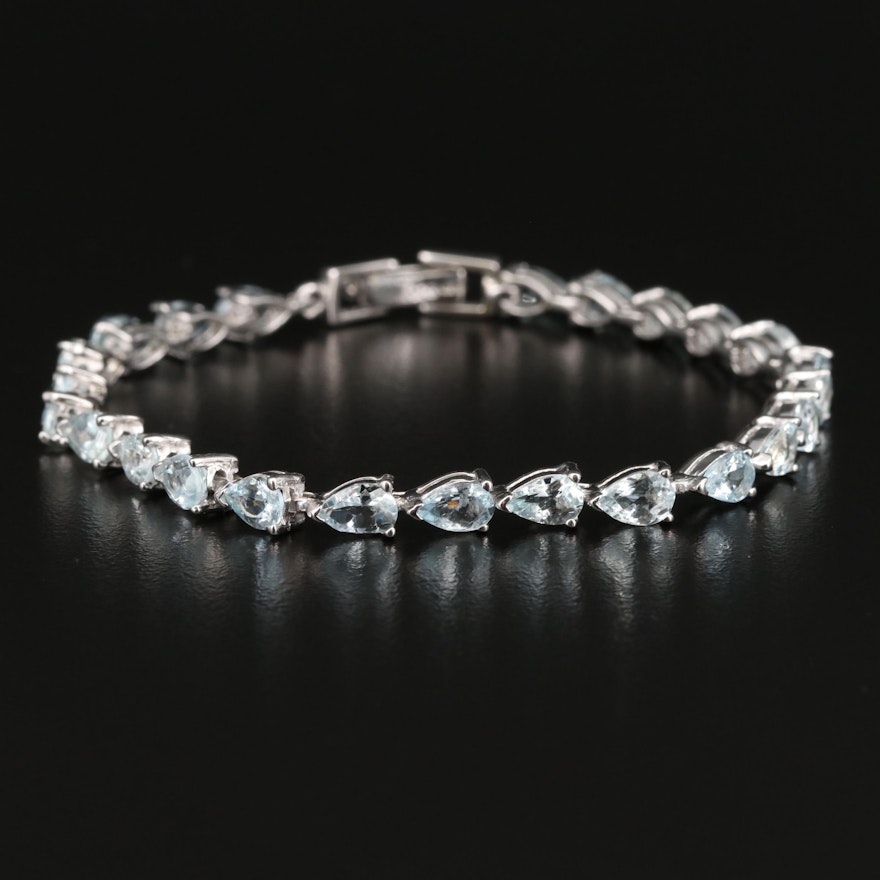 Sterling Aquamarine Line Bracelet