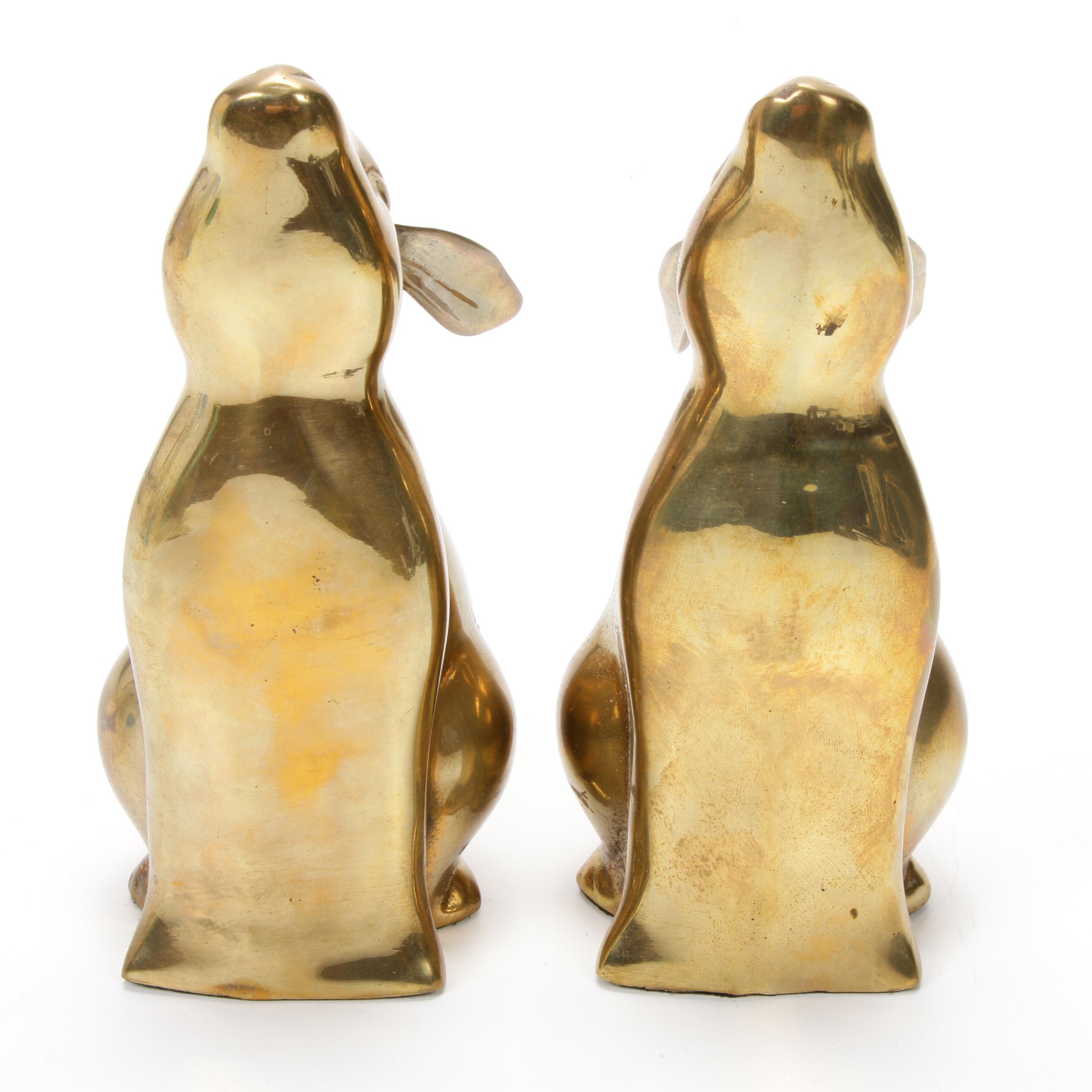 Brass Bunny Rabbit Bookends