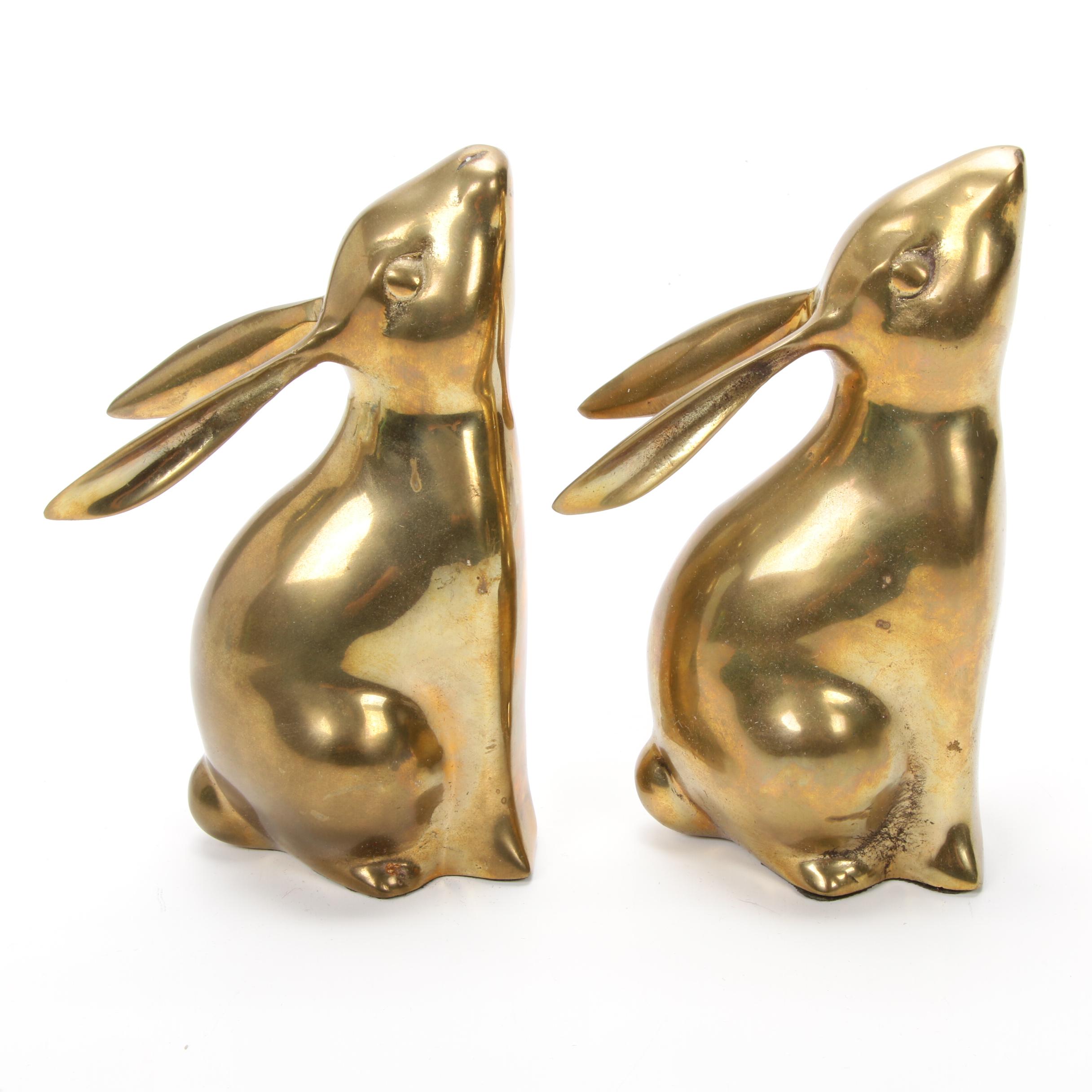 Brass Bunny Rabbit Bookends