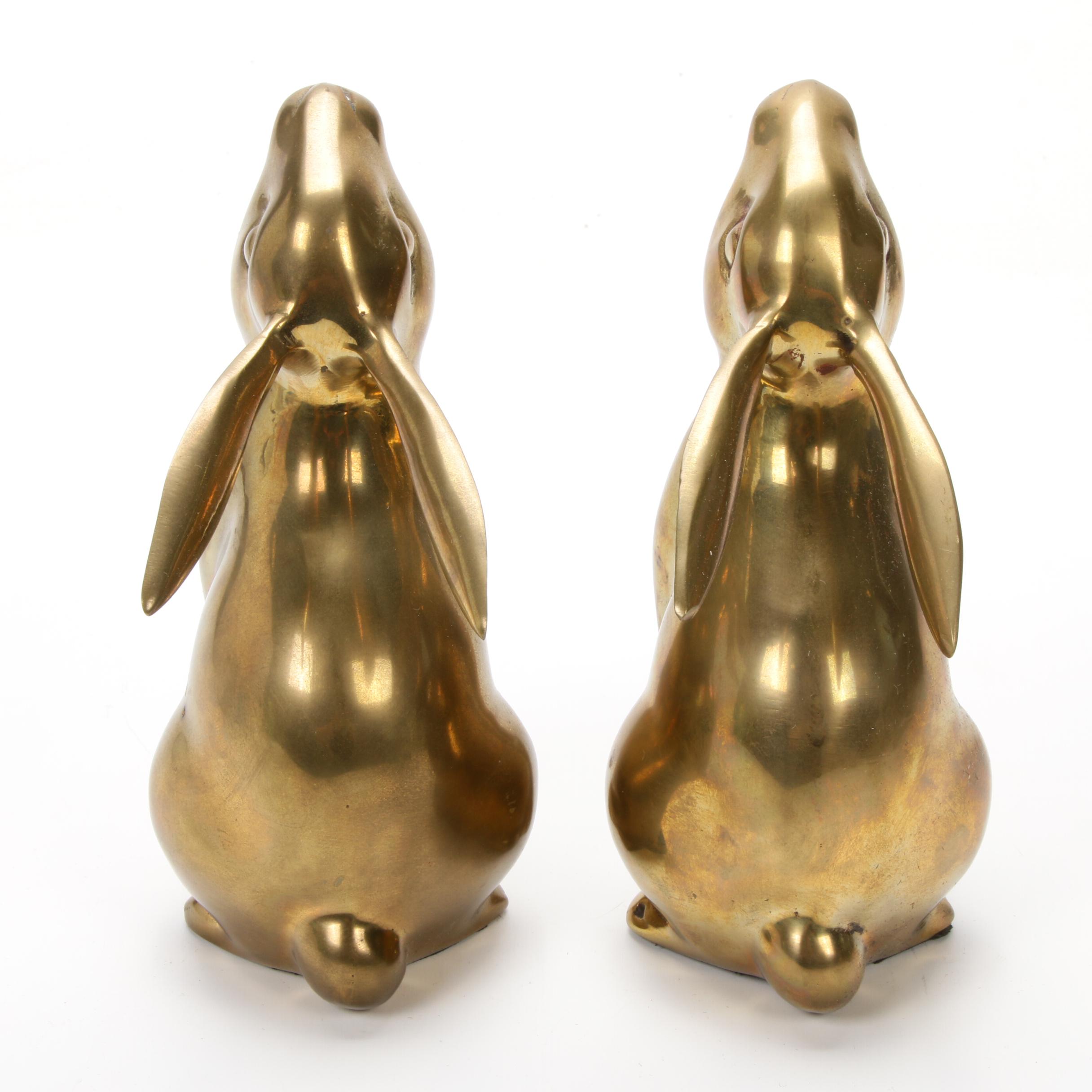 Brass Bunny Rabbit Bookends