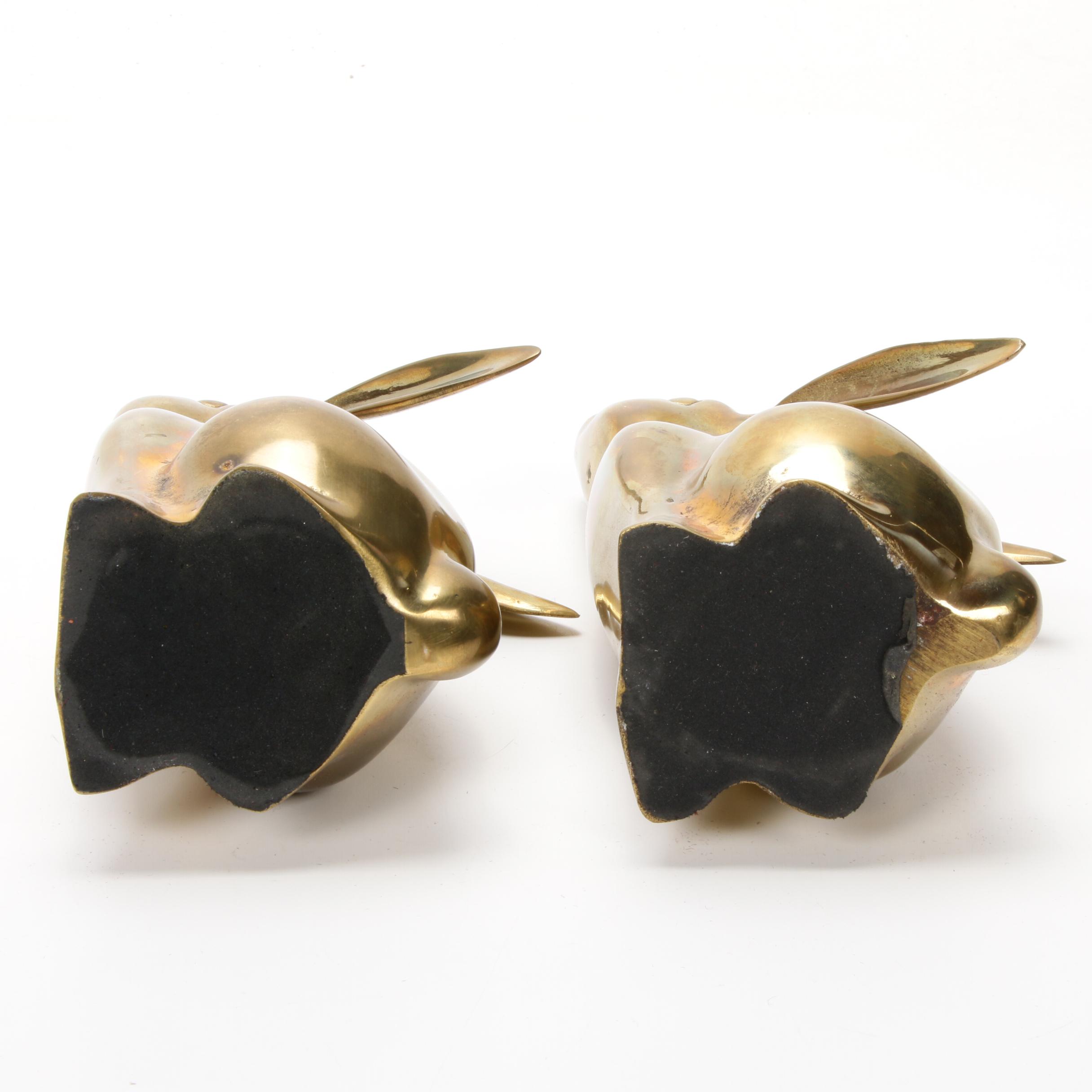 Brass Bunny Rabbit Bookends
