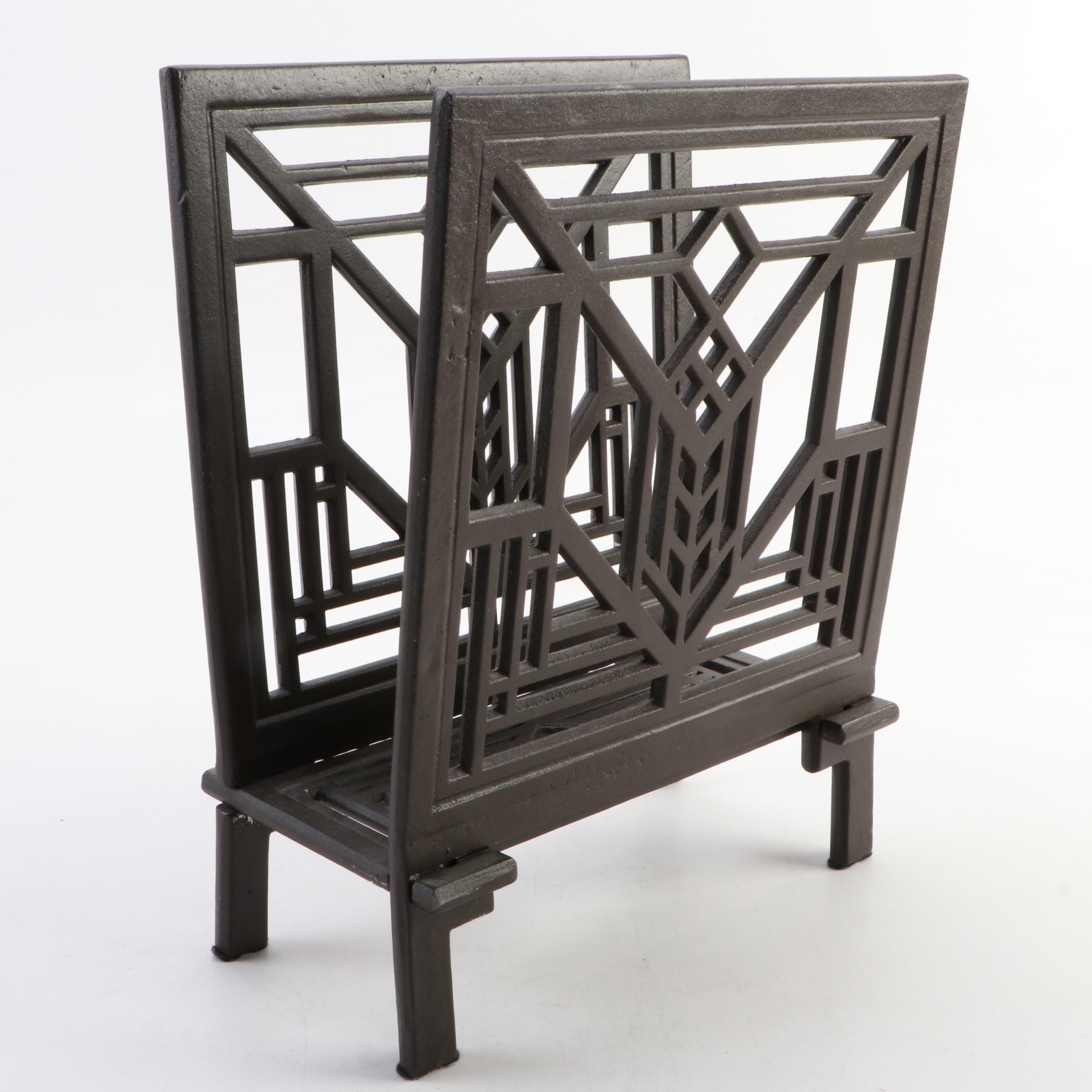 Frank Lloyd Wright "Geneva" Cast Metal Magazine Rack