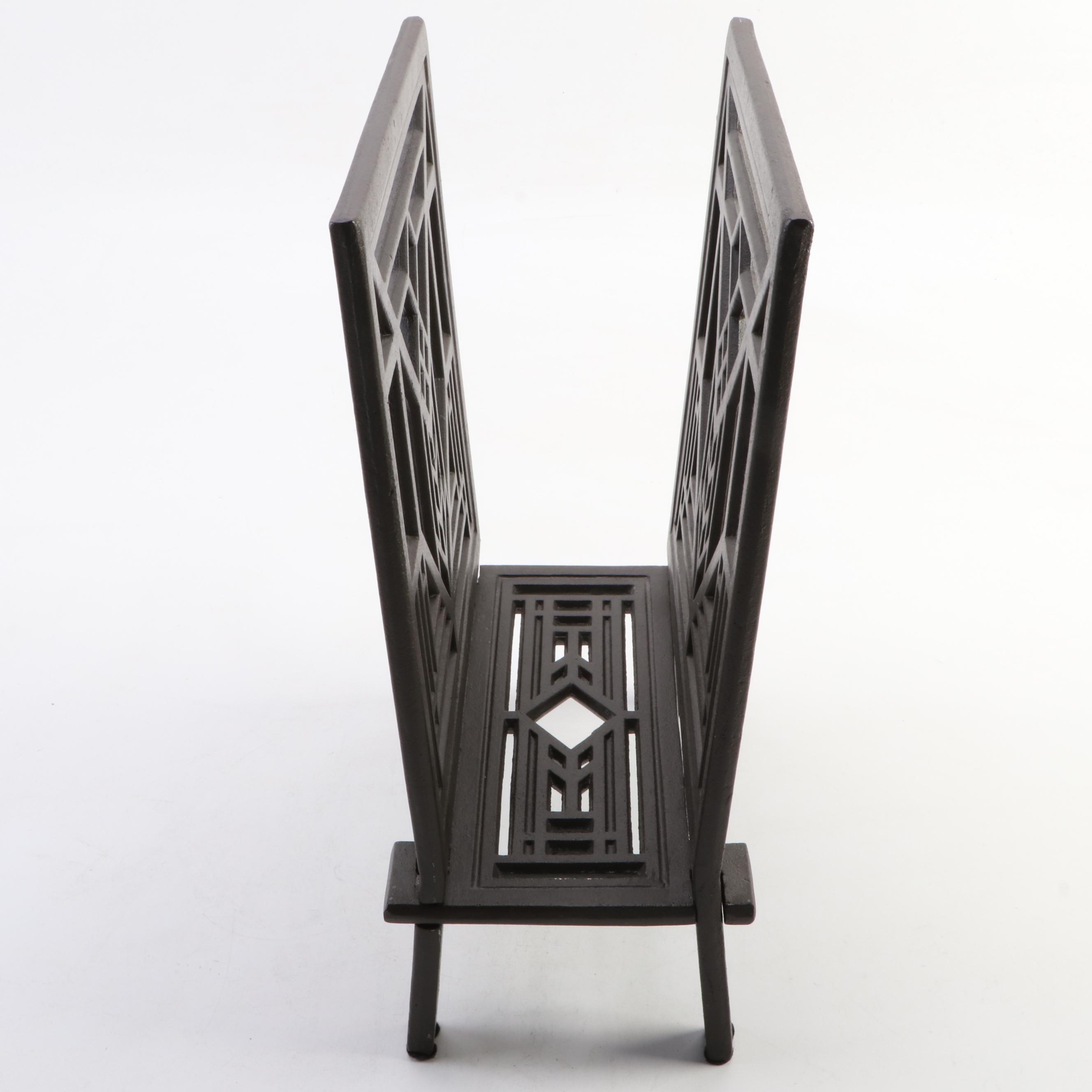 Frank Lloyd Wright "Geneva" Cast Metal Magazine Rack