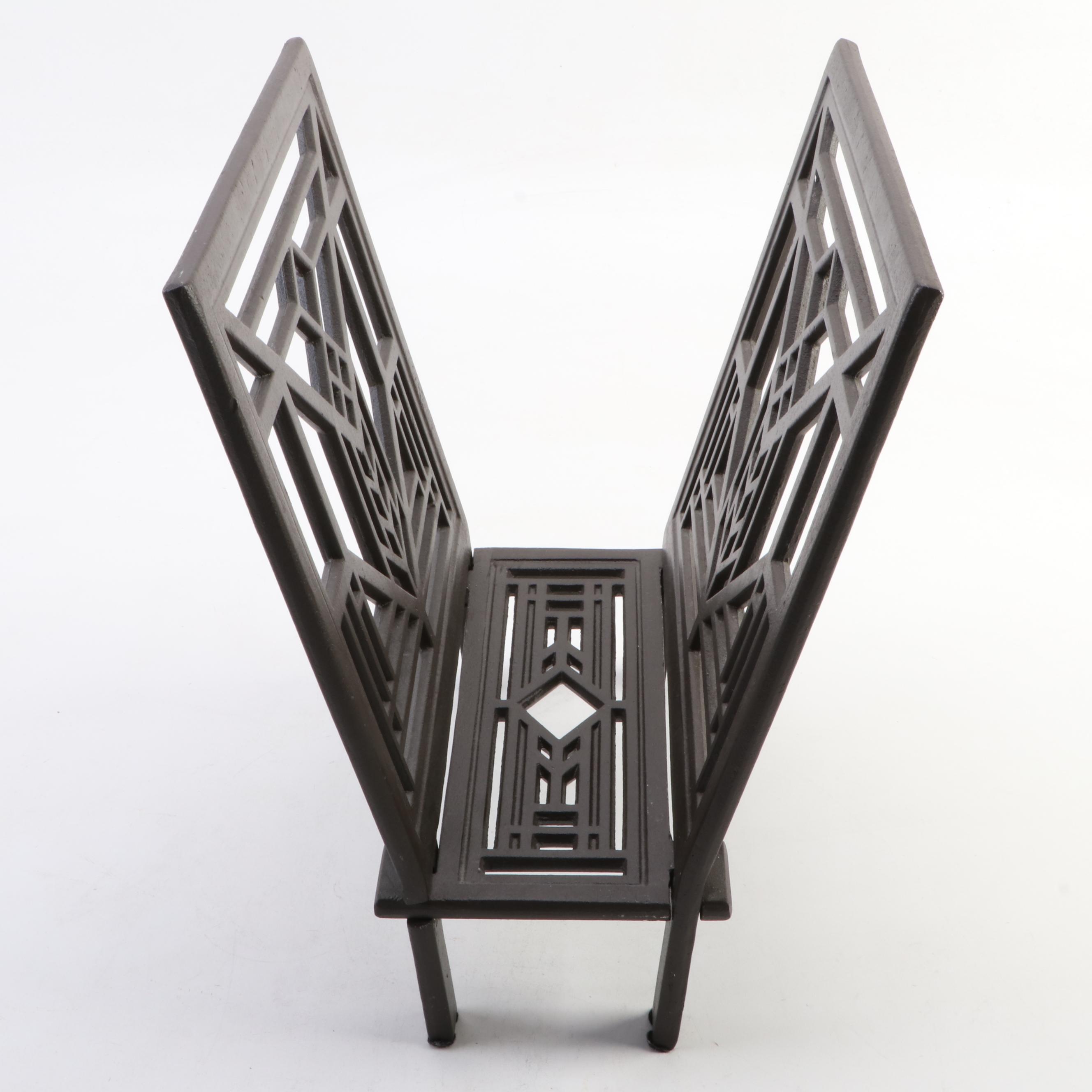 Frank Lloyd Wright "Geneva" Cast Metal Magazine Rack