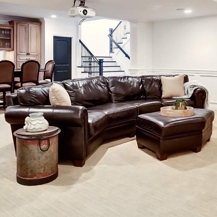 Bernhardt Bonded Leather Two-Piece Sectional Sofa With Ottoman