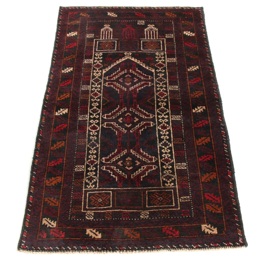 2'8 x 4'9 Hand-Knotted Persian Balouch Rug, 1970s