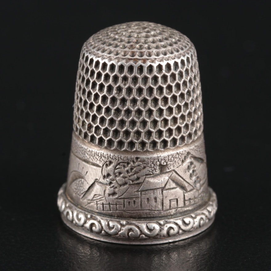 Simons Brothers Sterling Silver Thimble, Mid to Late 19th Century