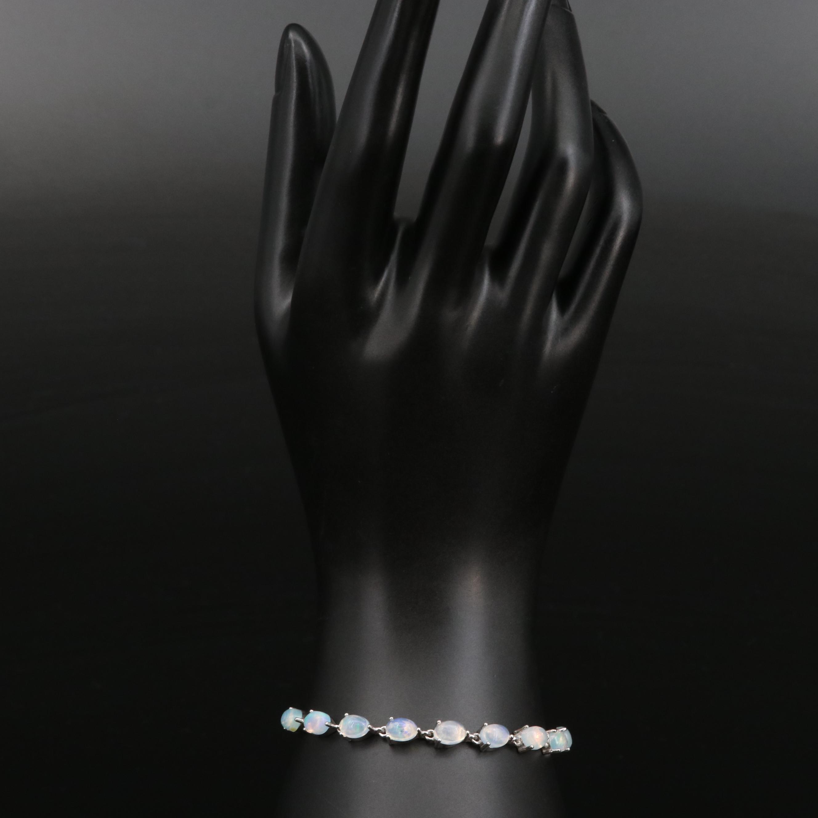 Sterling Silver Opal Bolo Bracelet