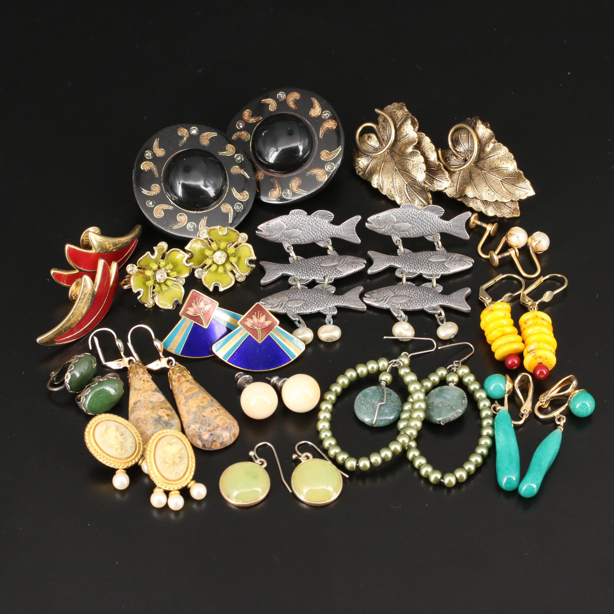 Jewelry Including Ammonite, Laurel Burch, Coral and Aventurine
