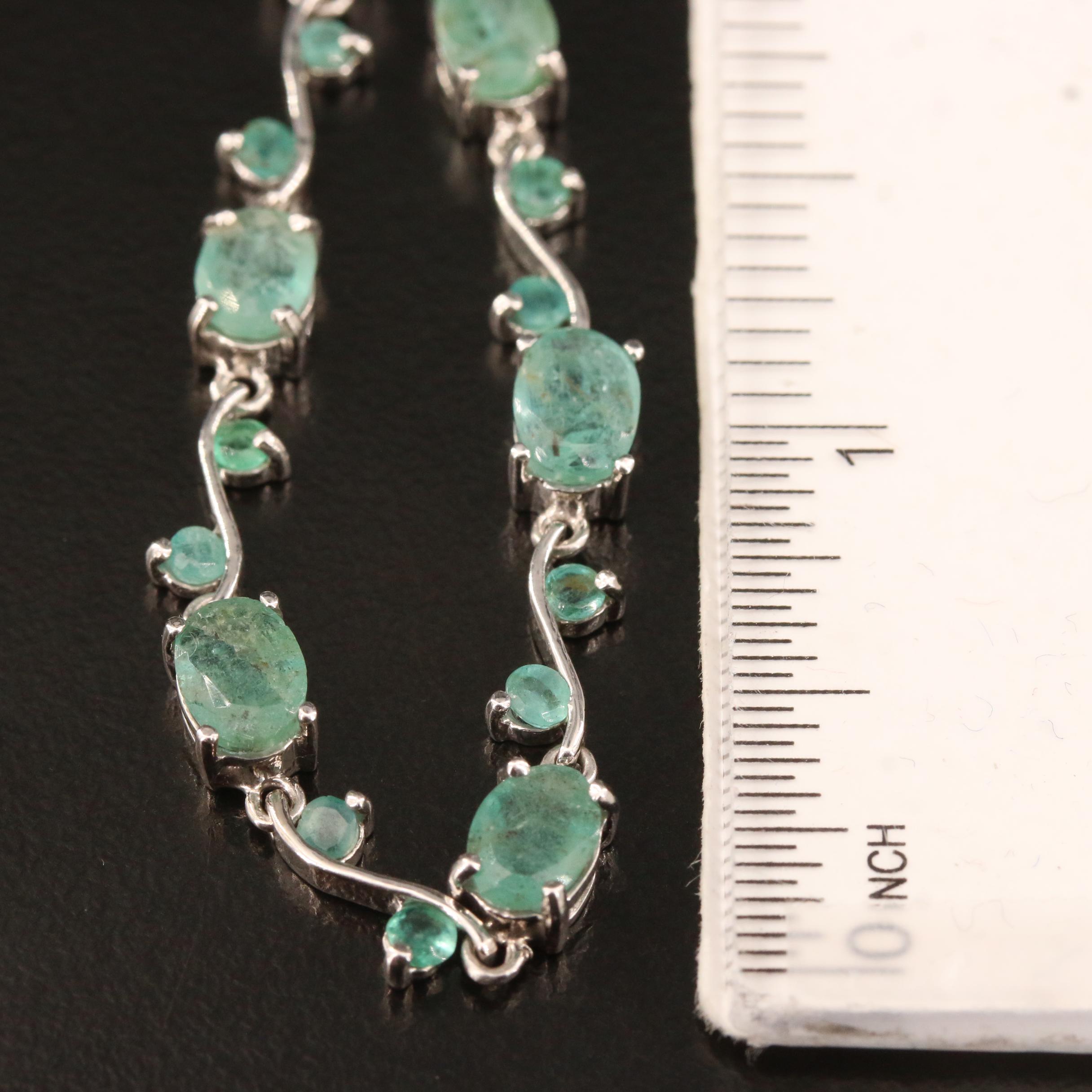 Sterling Silver Emerald Bolo Bracelet