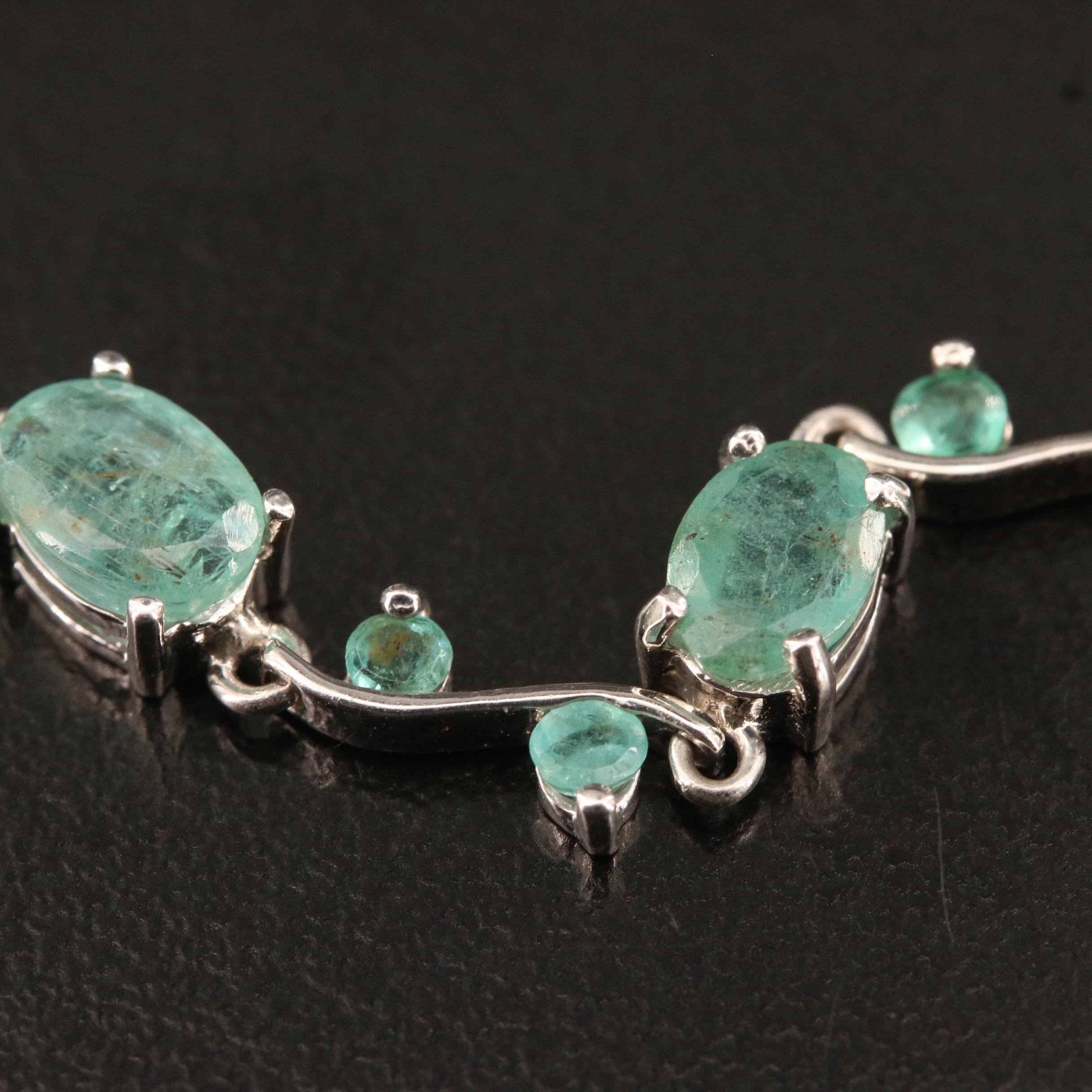 Sterling Silver Emerald Bolo Bracelet