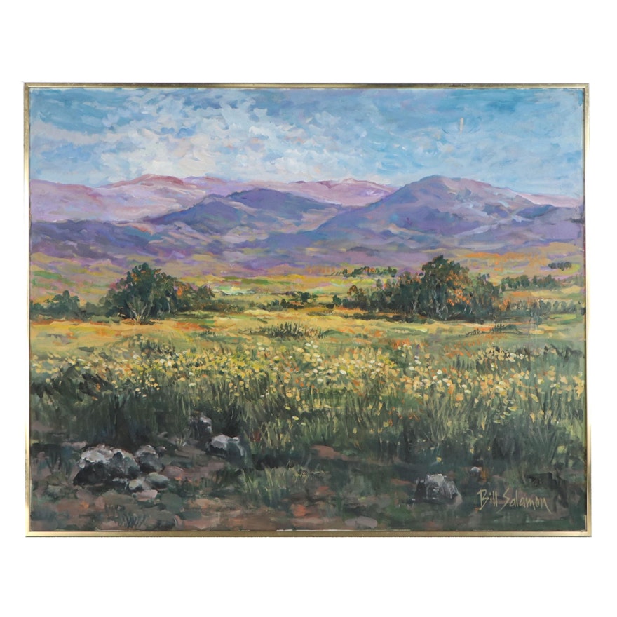 Bill Salamon Landscape Acrylic Painting, Late 20th Century