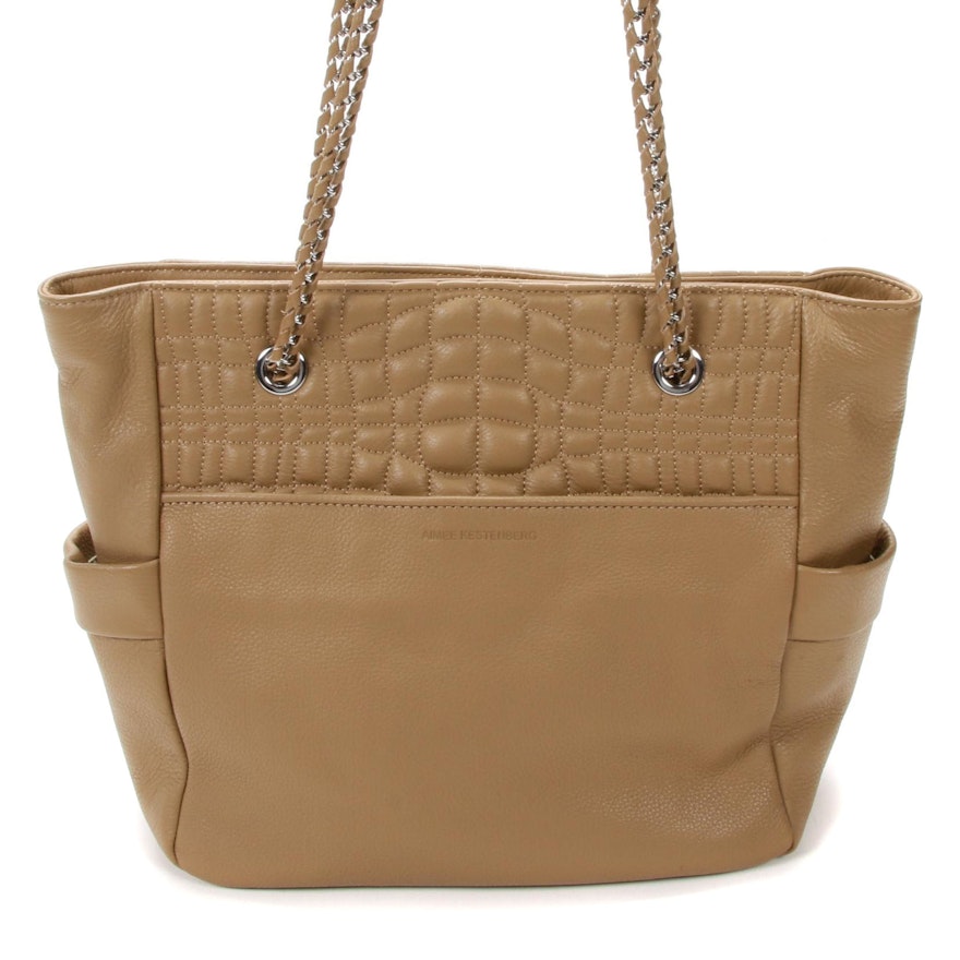 Aimee Kestenberg Chain Strap Tote in Brown Quilted Leather