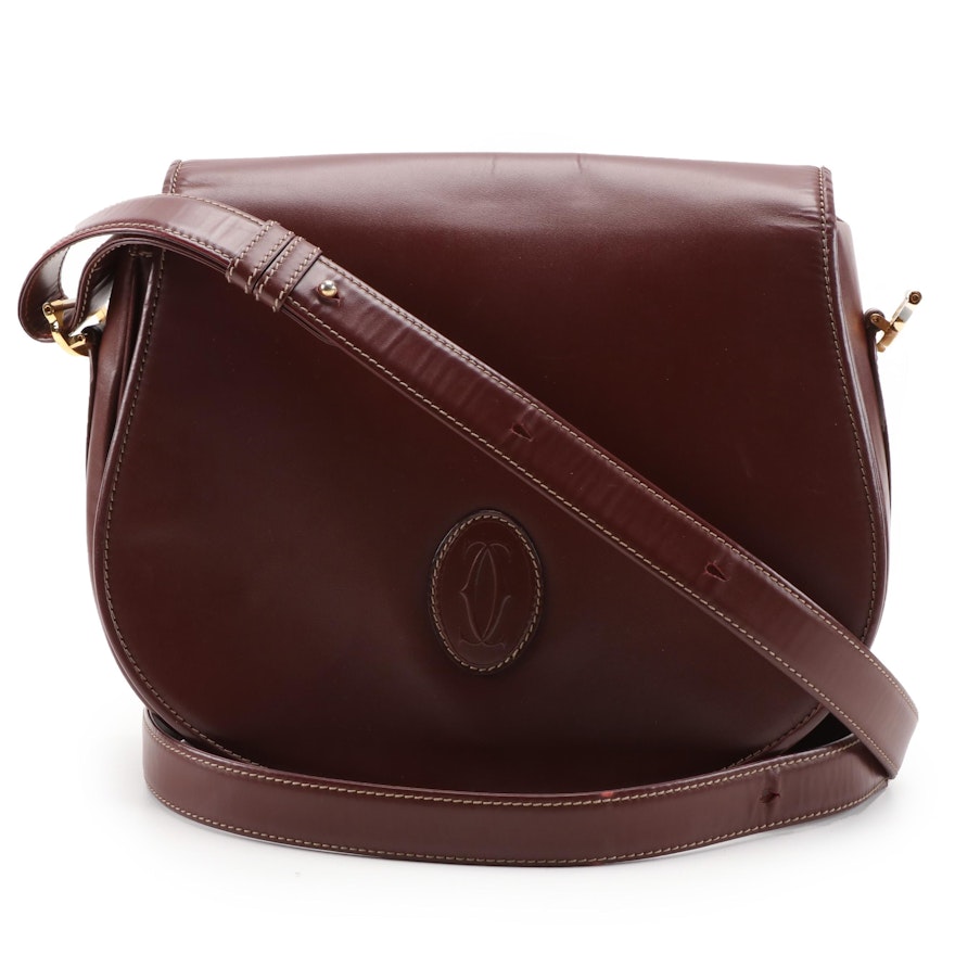 Cartier Les Must de Cartier Shoulder Bag in Burgundy Red Leather