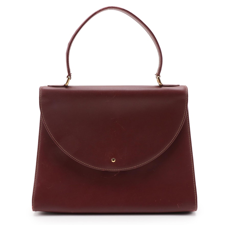 Cartier Les Must de Cartier Handbag in Burgundy Red Leather