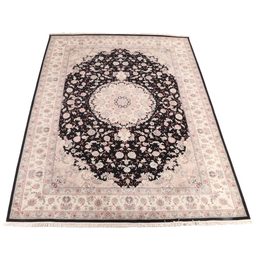 9'10 x 14'6 Hand-Knotted Persian Floral Wool Rug