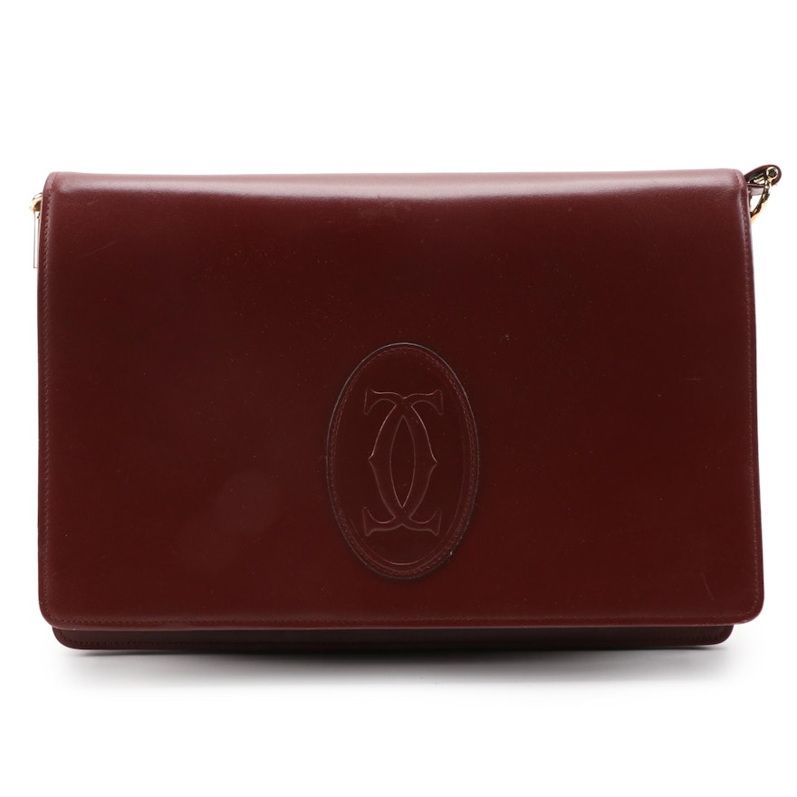 Cartier Les Must de Cartier Shoulder Bag in Burgundy Red Leather