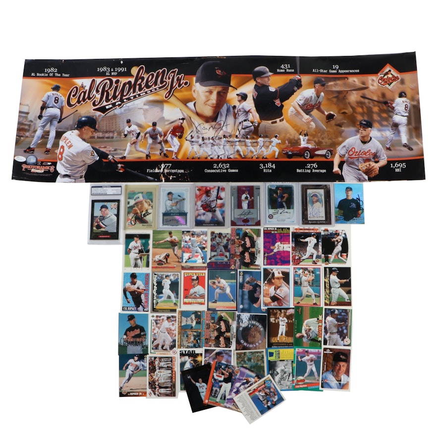 Autographed Cal Ripken Poster, Baseball Cards Including Harmon Killebrew