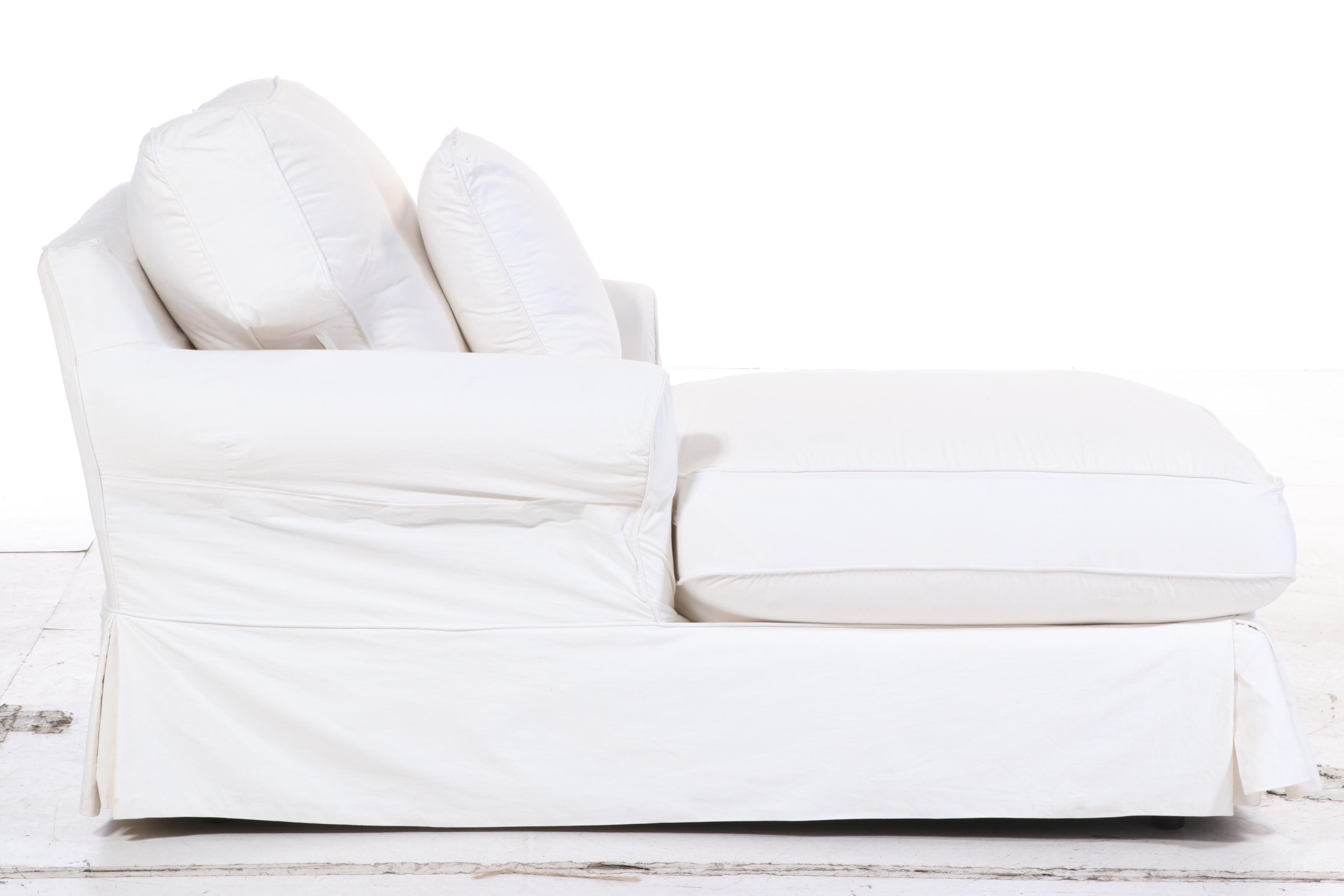 McCreary Modern Slip-Covered Chaise Lounge