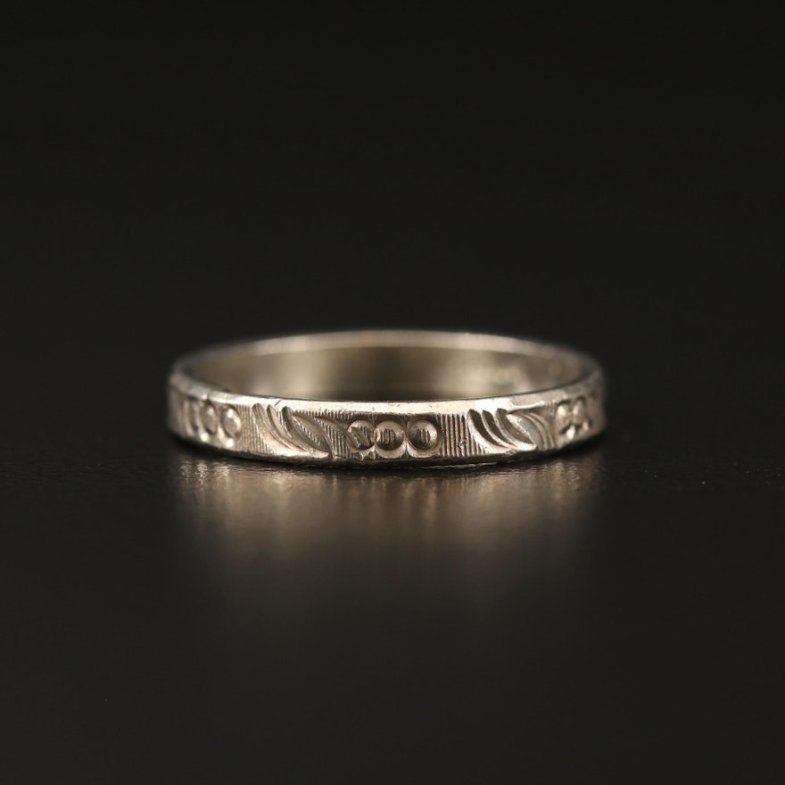 Sterling Silver Band with Foliate Pattern