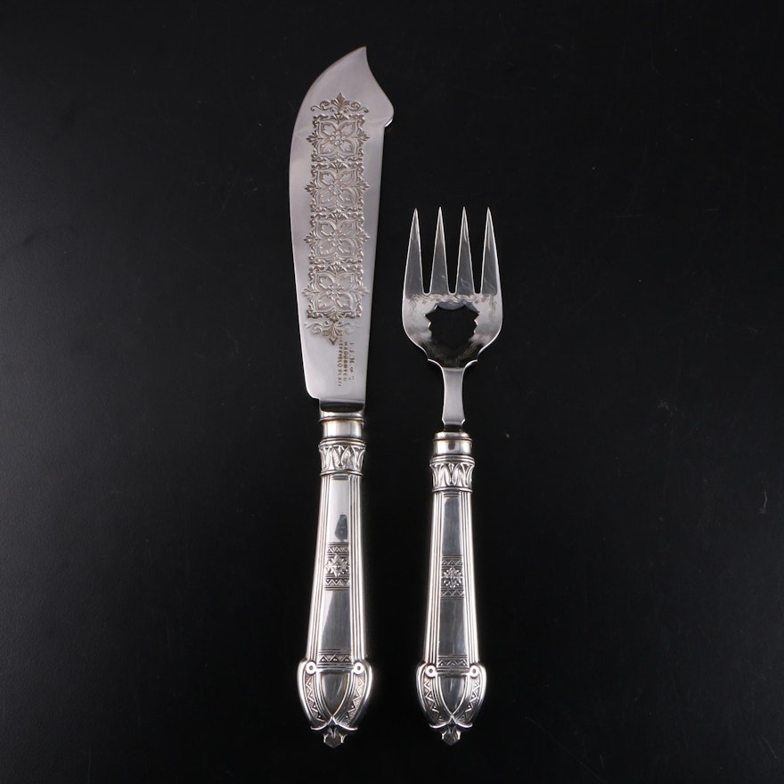Sheffield Silver Plate Fish Knife and Serving Fork