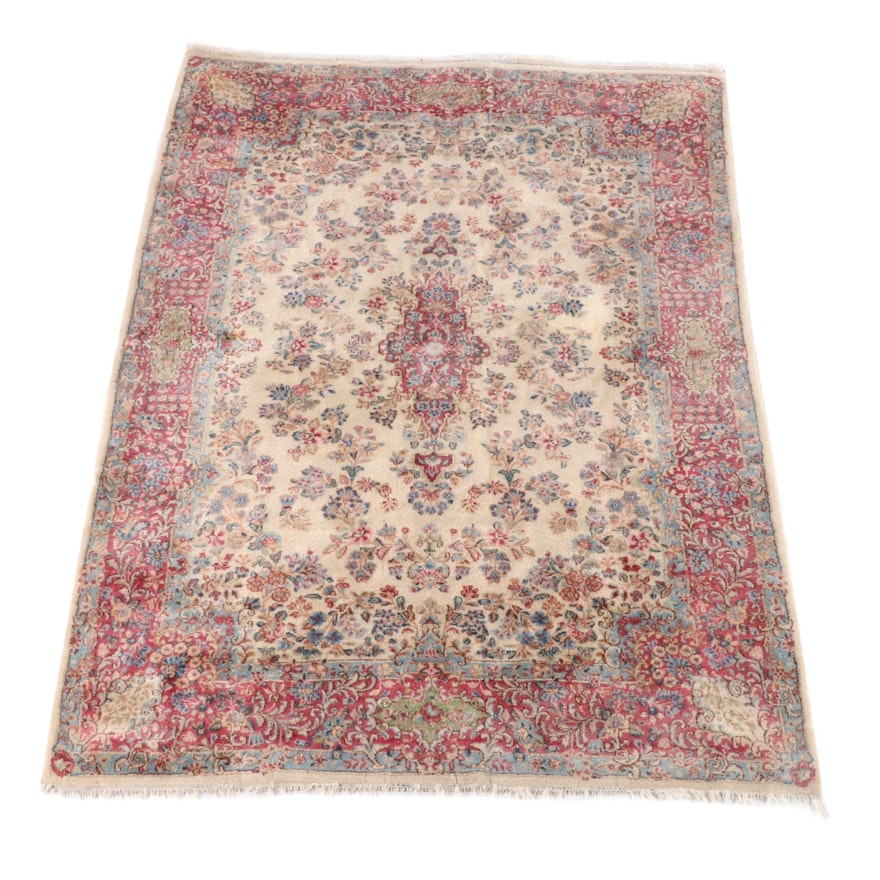 5'11 x 9'0 Hand-Knotted Persian Kerman Wool Long Rug