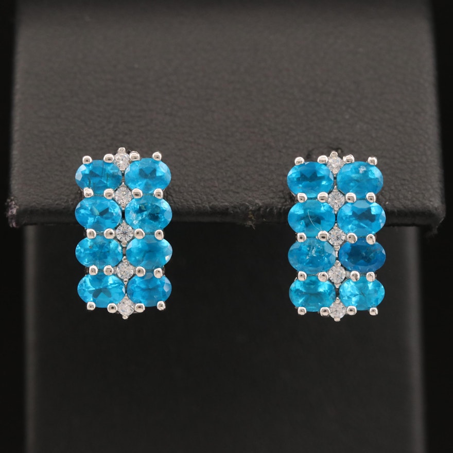 Sterling Silver Apatite and Glass Earrings