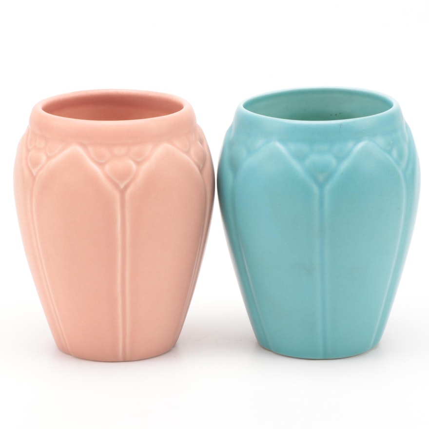 Rookwood Pottery Matte Glaze "Lotus" Vases, 1947 and 1951