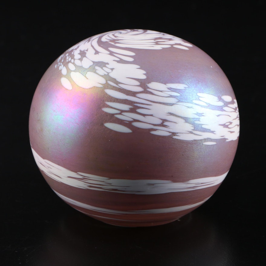 Rosetree Iridescent Art Glass Paperweight, 1997