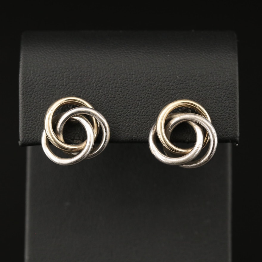 Sterling Silver Interlocking Earrings with 14K Accents